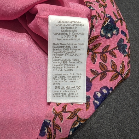 J. Crew Pink Floral Ruffle Tie Neck Peasant Blouse Size Medium NWT - Picture 6 of 7